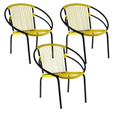 Imagem de Kit 3 Cadeiras Eclipse Fibra Sintética Aço Carbono Acesse Móveis