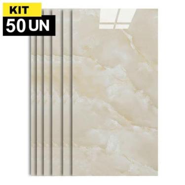 Imagem de Kit 50 Placas Painel Porcelanato Revestimento Adesivo Vinílico Marmori