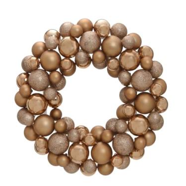 Imagem de Guirlanda Bolas Natalinas 35cm Brilho Fosco Gliter Enfeite Porta Decoração Natal Premium Rose