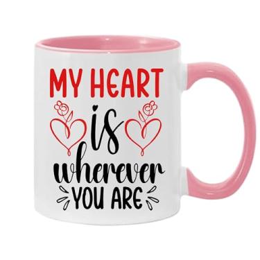 Imagem de SpreadPassion Caneca de café My Heart Is Wherever You are, presente para namorado e namorada, ideia de presente de dia dos namorados, presente para marido e esposa, ideia de presente de aniversário do