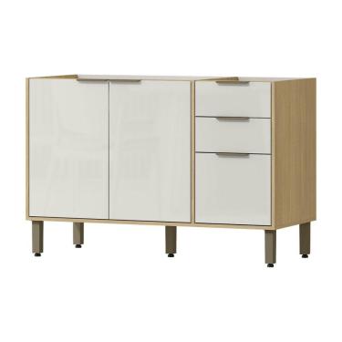 Imagem de Balcão de Cozinha para Pia 2 Gavetas Glória Castanho/Off White