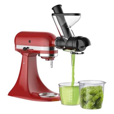 Imagem de FOCOllK Acessório de espremedor mastigável para batedeira KitchenAid - acessório de calha de alimentação dupla de prensa a frio, peças de suco lento para frutas e vegetais