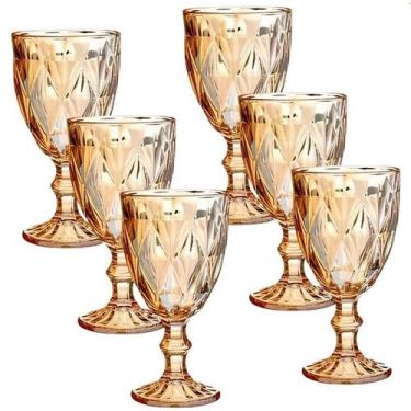 Imagem de Taça De Vidro Diamante Dourada 330ml - ORIGINAL LINE, 6 Unidades
