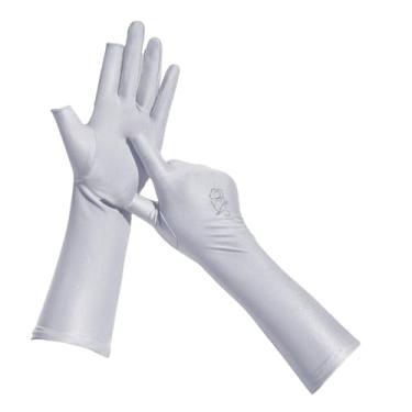 Imagem de UGPLM Luvas de proteção solar para mulheres luvas de protetor solar luvas de verão fino e elástico respirável para conduzir ciclismo de pesca, Cinza