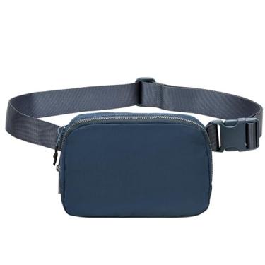 Imagem de Bolsa de cintura moderna pochete feminina e masculina, bolsa transversal com alça ajustável para viagens, corrida, caminhada, caminhada, Azul, Large, Tendência