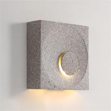 Imagem de Luminárias de parede de cimento para decoração interna, luminárias de parede quadradas E14 para sala de estar, quarto, cabeceira colorida, luz ambiente (branco areia)