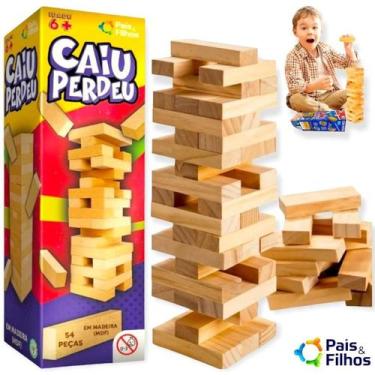 Imagem de Caiu Perdeu Madeira De Reflorestamento MDF 54 Peças - Pais E Filhos