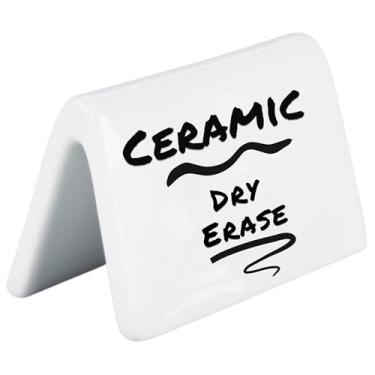 Imagem de Placa de mesa de cerâmica dupla face apagável a seco branca - 8,5 cm x 5 cm - configuração de mesa reutilizável. Ótimo para casamento, aniversário, piquenique, banquete, buffet, padaria, festa