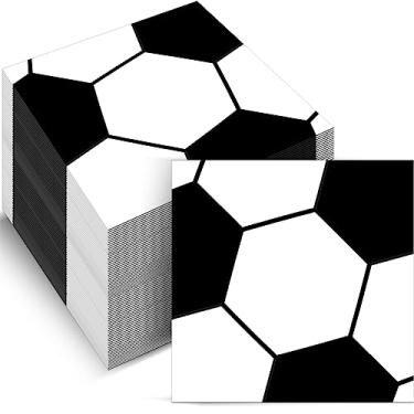 Imagem de 50 peças suprimentos para festa de futebol futebol guardanapos de papel descartáveis guardanapos de papel tema esportivo festa almoço guardanapos decorações festa lembrancinha conjunto