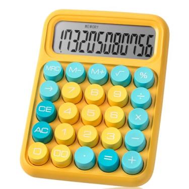 Imagem de Mr. Pen - Calculadora de interruptor mecânico, 12 dígitos, visor LCD grande, botões grandes de calculadora rosa, calculadora mecânica, cor lagoa