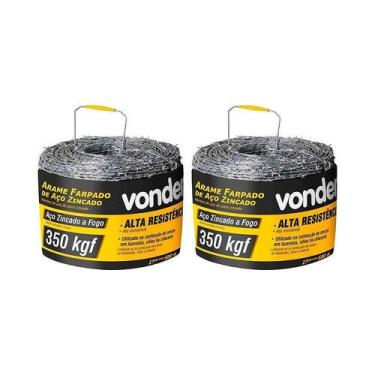 Imagem de Kit 2 un arame farpado zincado vonder rolo 250 metros 350kgf