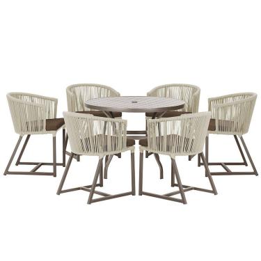 Imagem de Mesa com 6 Cadeiras de Jantar Roma 120cm e Noronha em Alumínio