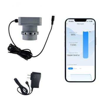 Imagem de HTSZIOT Detector De Profundidade Poço 8 M (314,96 Pol.) Medição Líquido Externo Alarme Medidor Nível Ultrassônico Monitor Tanque Indicador Água Sensor Lagoa Sistema Detecção Estabilidade Preciso Alt