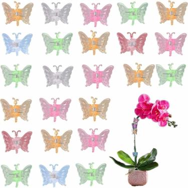 Imagem de LSTCPGLAI 30 Clipes Para Orquídeas Borboleta - Suporte De Plástico Plantas Jardim Flores, Trepadeiras, Buquês E Caules (Cor Aleatória)