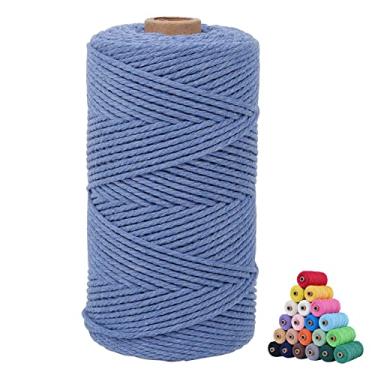 Imagem de KMALADO Cordão De Algodão Para Macramê, Azul-Lua - 3 Mm X 109 Jardas E Espessuras Variadas
