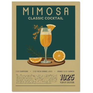 Imagem de MINI ZOZI Carrinho de bar 30,5 x 40,6 cm vintage retrô coquetéis decoração de arte de parede estética quarto mimosa pôsteres descolados na moda vinho álcool faculdade dormitório apartamento sala de
