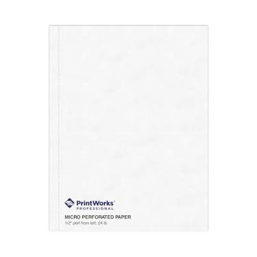 Imagem de PrintWorks Professional Papel perfurado para apresentações, livretos, manuais, catálogos e mais, 8,5 x 28,5 kg, 1 Perf vertical 1,3 cm da esquerda, 500 folhas, branco (04112)