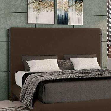 Imagem de Cabeceira Design para Cama Queen Bezos Pés em Madeira Veludo Marrom G9