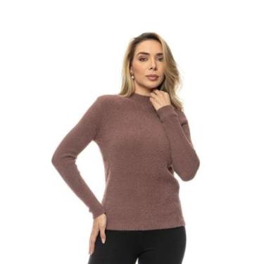 Imagem de Suéter Feminino Tricot Com Textura Peluciada Crocker - 50506-Feminino