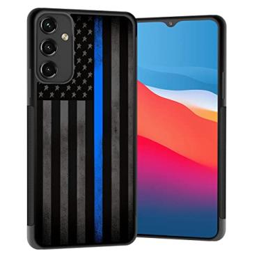 Imagem de Vobber Capa para Galaxy A14 5G, capa protetora fina com arquitetura antiarranhões TPU à prova de choque para Samsung Galaxy A14 5G 6,6 polegadas, linha azul fina bandeira americana