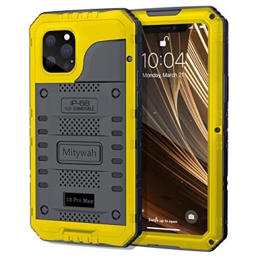 Imagem de Mitywah Capa compatível com iPhone 12 Pro Max, capa protetora de corpo inteiro resistente à prova d'água testada contra quedas, estrutura de metal resistente, capa externa à prova de poeira para iPhone 12 Pro Max 6,7 polegadas, amarela