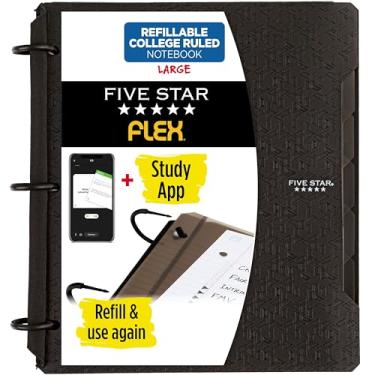 Imagem de Five Star Fichário híbrido flexível, fichário de 2,5 cm com abas, caderno e fichário de 3 anéis, tudo em um, preto (29328AA2)