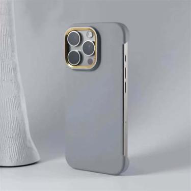 Imagem de Capa magnética ultrafina Desert Gold para iPhone 13, 14, 15, 16 Pro Max Plus, com carregamento sem fio, sem moldura, capa rígida de PC, cinza, para iPhone 15 Pro Max