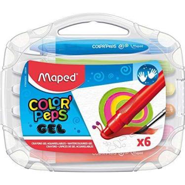 Imagem de Giz De Cera Fino Gel Retratil Color Peps 6 Cor. - MAPED