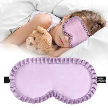 Imagem de Máscara de dormir infantil, máscara para os olhos 100% seda de amoreira verdadeira, máscara de dormir para crianças com faixa elástica ajustável, capa de olho com bloqueio suave e leve presente para