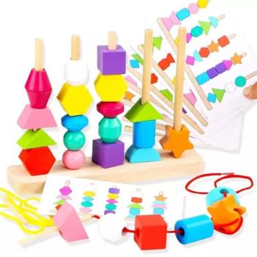 Imagem de Puzzle Montessori Madeira Cores E Formas Aprender Brincando