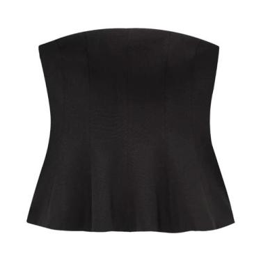 Imagem de Top Curto Feminino Sem Alças Slim Fit Casual Sexy Com Zíper Lateral TF