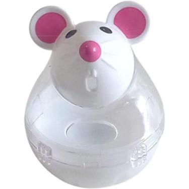 Imagem de Brinquedos interativos bege para gatos, brinquedo para animais de estimação, gato, gatinho, rato, suporte de petisco, dispensador de armazenamento de alimentos, brinquedo para brincar de mastigar para