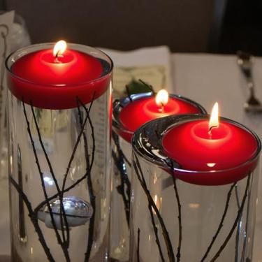 Imagem de Velas flutuantes 7,6 cm pacote com 12 - velas flutuantes para centros de mesa - decoração de casamento - Tempo de queima de 8 a 10 horas - vermelho