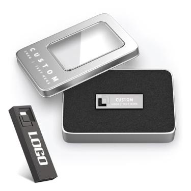 Imagem de Flash Drives USB de metal personalizados a granel - Drives USB 2.0 com logotipo da marca para presentes corporativos, eventos promocionais e casamentos | Opções de embalagem personalizada (100,8 GB)