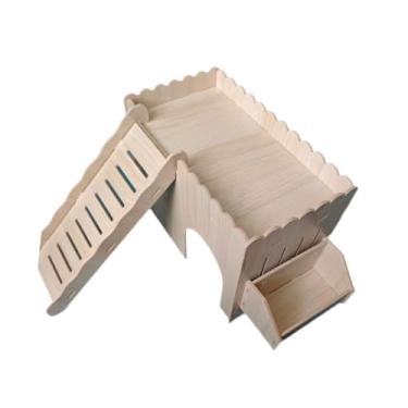 Imagem de IEUDNS Casa de madeira para porquinhos-da-índia, esconderijo para coelhos, castelo fácil de montar, casa de brinquedo resistente, de para hamsters