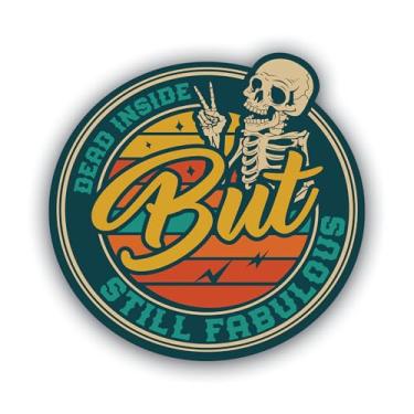 Imagem de Pacote de adesivos de vinil icônico retrô de esqueleto engraçado – Decalque impresso UV impermeável de 12 cm – Várias citações sarcásticas diferentes - Peel & Stick – Várias variações - MKS2325 (ainda