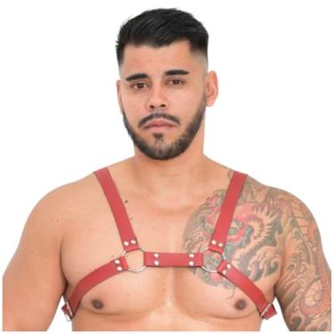 Imagem de Harness Masculino Isaac Linha Sado Êxtase Produtos Eróticos Arreio Erótico Masculino EX211 (VERMELHO)