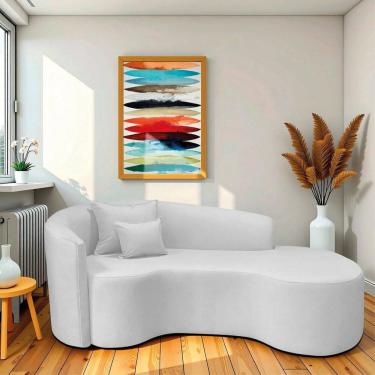 Imagem de Recamier Curvo Orgânico 200cm 3 Lugares Lado Direito para Sala de Estar Bouclé Londres Branco
