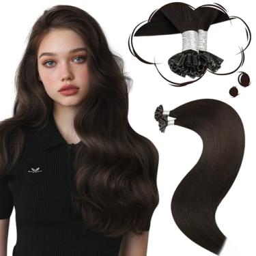 Imagem de Moresoo Extensões de cabelo K Tip cabelo humano castanho ponta em U extensões de cabelo humano castanho escuro Utip extensões longas lisas 50G/50S 20 polegadas