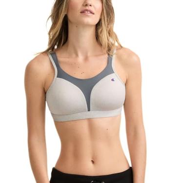Imagem de Champion Sutiã esportivo feminino, conforto perfeito, suporte máximo, sutiã esportivo de alto impacto para mulheres, Oxford mesclado/cinza médio, 34C