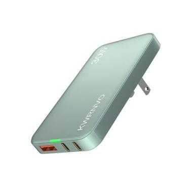 Imagem de Carregador de parede USB KWRNVO 30W GaN Carregador 3 portas 2  USB-C 1