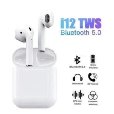 Imagem de Fones de ouvido sem fio recarregável masculino e feminino i12 touch pa
