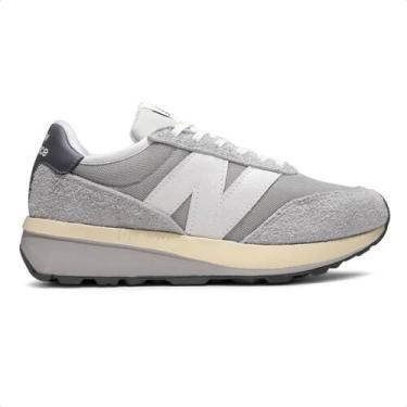 Imagem de Tênis New Balance 370v1 Unissex, Cinza, Branco, 34