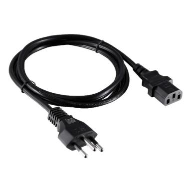 Imagem de Cabo de Força 1,2 Metros. Conectores: 1x Novo Padrão Macho Tripolar (NBR 14136) + Plug Fêmea IEC 320 C13 (utilizado na A