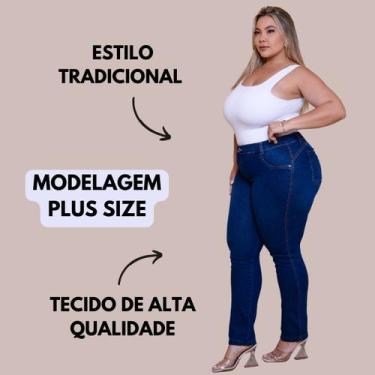 Imagem de Calça Plus Size Feminina Clássica Com Estilo Básico Jeans New Vintage 