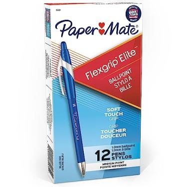 Imagem de Paper Mate Canetas esferográficas retráteis FlexGrip Elite, ponta média, azul, 12 unidades