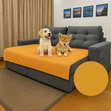 Imagem de Manta Protetora para Sofá Impermeável. Uso Geriátrico, Pet e Infantil. Contra Pelos e Liquidos. Cores (Mostarda)