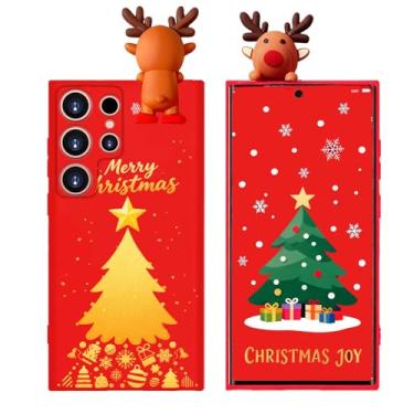 Imagem de Esakycn Capa para Samsung Galaxy S24 Ultra Natal, capa de telefone silicone vermelho 3D boneca brinquedo de Natal com design para meninas mulheres presente capa fina à prova de choque macia fofa para