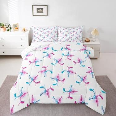 Imagem de Conjunto de edredom de hóquei no gelo, solteiro, ombré branco, eventos esportivos de inverno, para crianças, meninas, meninos, jogos esportivos europeus, hobby e atividades, decoração para todas as