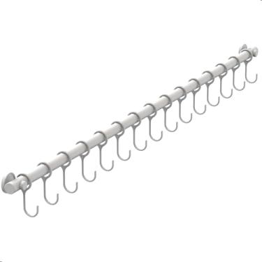 Imagem de Suporte De Cozinha Porta Talheres 80cm C/ 15 Ganchos Branco